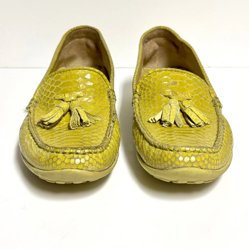 Vaneli Lime Green Loafers Snakeskin Driving Mocassins Shoes Tassels Womens 8A - Picture 5 of 10